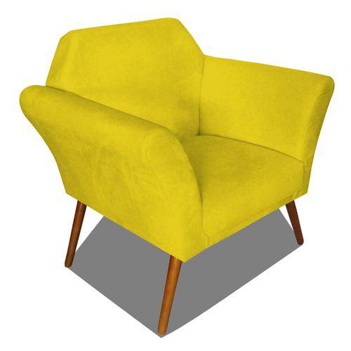 Poltrona Cadeira Anitta Sala Quarto Recepção Escritório Consultório Corino Amarelo - AM DECOR