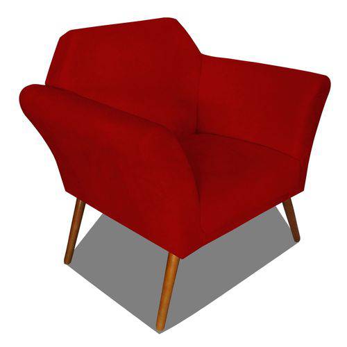 Poltrona Cadeira Anitta Sala Quarto Recepção Escritório Consultório Suede Vermelho - AM DECOR