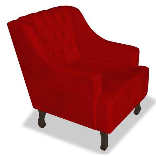 Poltrona Cadeira Dante Luiz Xv para Sala Escritório Recepção Corino Vermelho - AM DECOR
