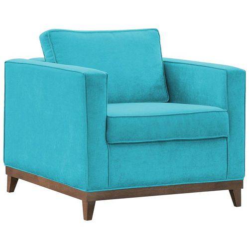 Poltrona Cadeira Decorativa Aspen Suede Azul Claro - D´Monegatto
