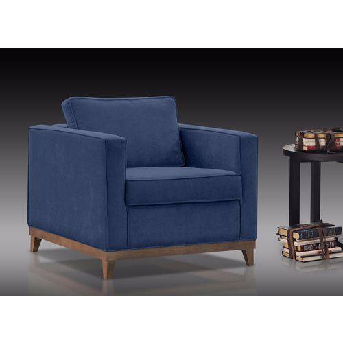 Poltrona Cadeira Decorativa Aspen Suede Azul Escuro - D´Monegatto