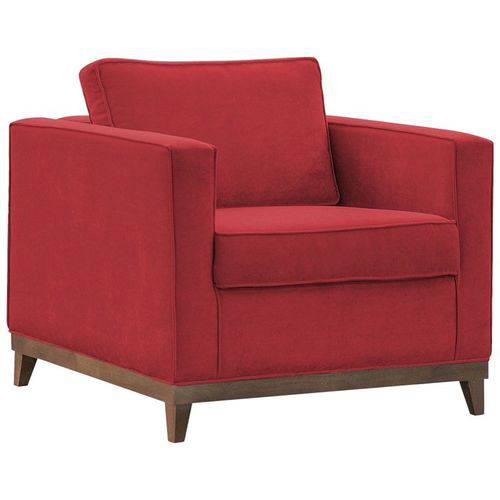 Poltrona Cadeira Decorativa Aspen Suede Vermelho - D´Monegatto