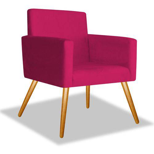 Poltrona Cadeira Decorativa Beatriz Sala Quarto Escritório Recepção Corino Rosa Pink - AM DECOR