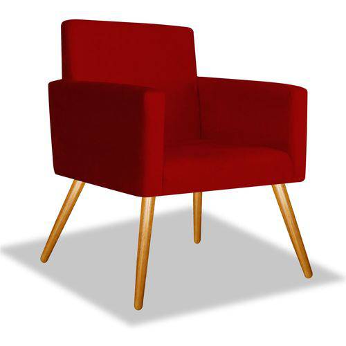 Poltrona Cadeira Decorativa Beatriz Sala Quarto Escritório Recepção Corino Vermelho - AM DECOR