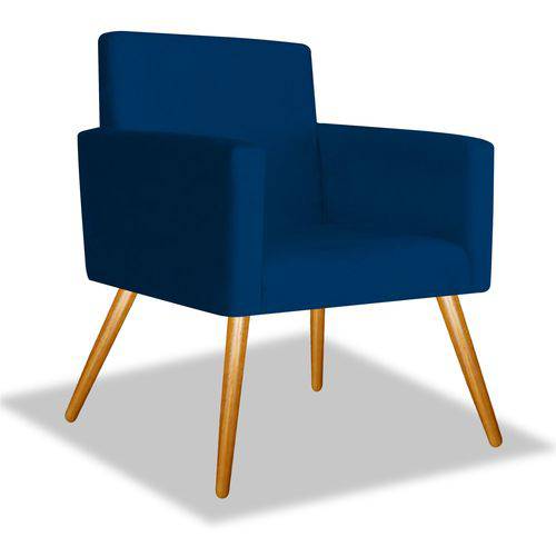 Poltrona Cadeira Decorativa Beatriz Sala Quarto Escritório Recepção Suede Azul Marinho - AM DECOR