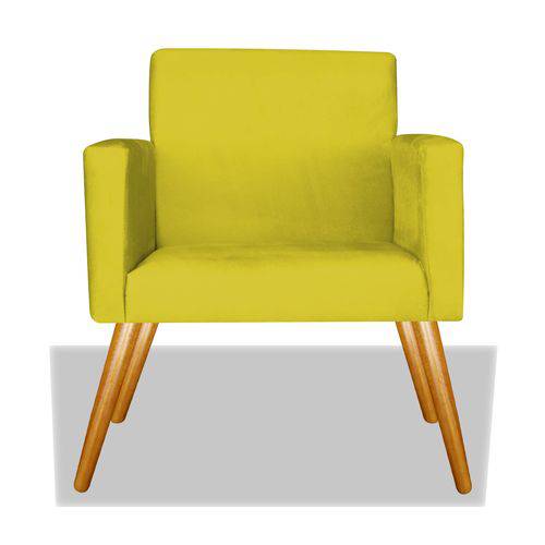 Poltrona Cadeira Decorativa Nina Recepção Sala Escritório Suede Amarelo – BC DECOR