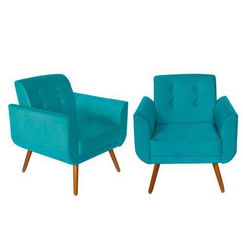 Poltrona Cadeira Decorativa Quarto Bebe Azul Confortável