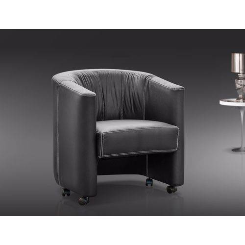 Poltrona Cadeira Decorativa Rover Corino Preto - D´Monegatto