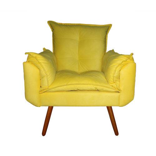 Poltrona Cadeira Gran Opala Sala Escritório e Recepção Quarto Suede Amarelo - DS DECOR
