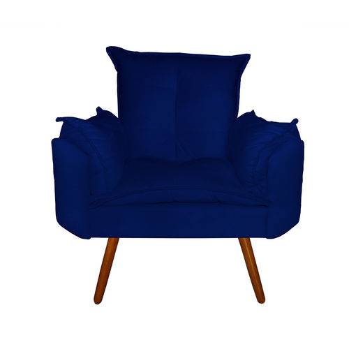 Poltrona Cadeira Gran Opala Sala Escritório e Recepção Quarto Corino Azul Marinho - DS DECOR