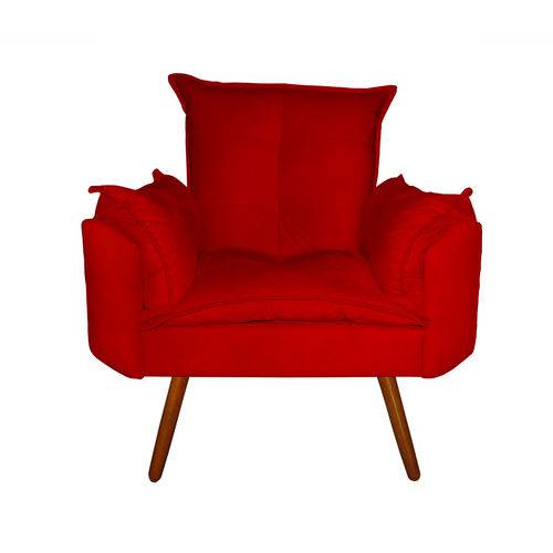 Poltrona Cadeira Gran Opala Sala Escritório e Recepção Quarto Corino Vermelho - DS DECOR