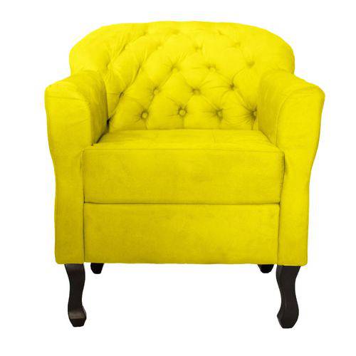 Poltrona Cadeira Julia Decorativa Recepção e Escritório Sala Suede Amarelo - DS DECOR
