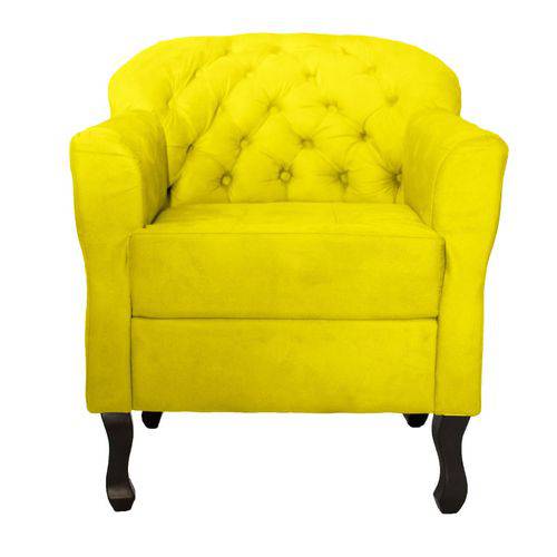 Poltrona Cadeira Julia Decorativa Recepção e Escritório Sala Suede Amarelo - DS DECOR