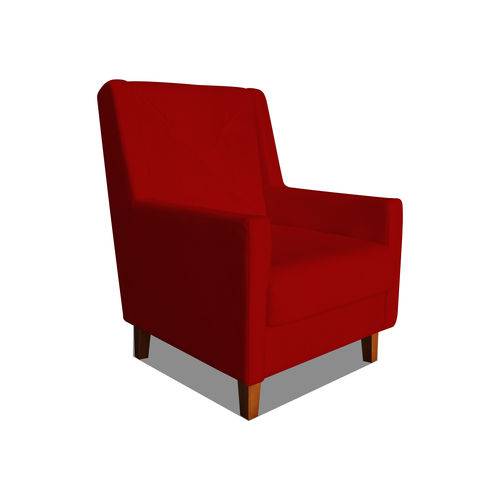 Poltrona Cadeira Mari Sala Quarto Recepção Escritório Consultório Corino Vermelho - AM DECOR