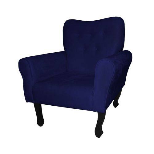 Poltrona Cadeira Nanda para Escritório e Sala Recepção Suede Azul Marinho