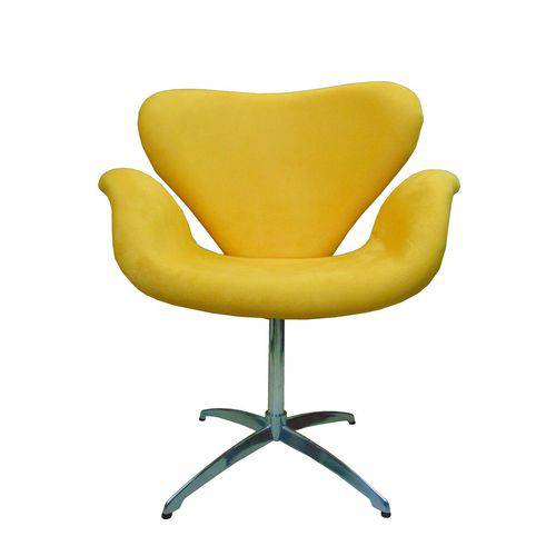 Poltrona Giratória Decorativa Mix Cadeira Tecido Amarelo