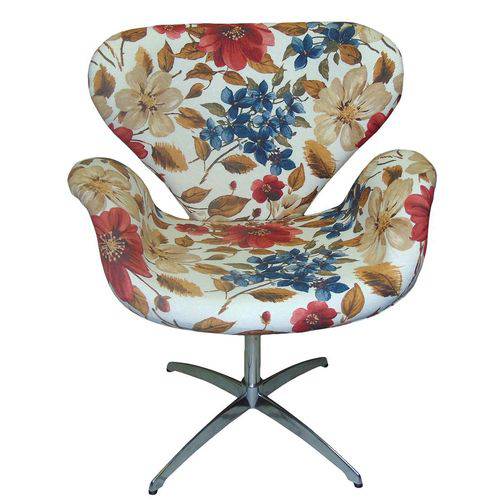 Poltrona Giratória Mix Cadeira Sala Tecido Berlim Floral