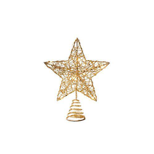 Ponteira Estrela P/árvore de Natal 15x15cm com Luz Ouro