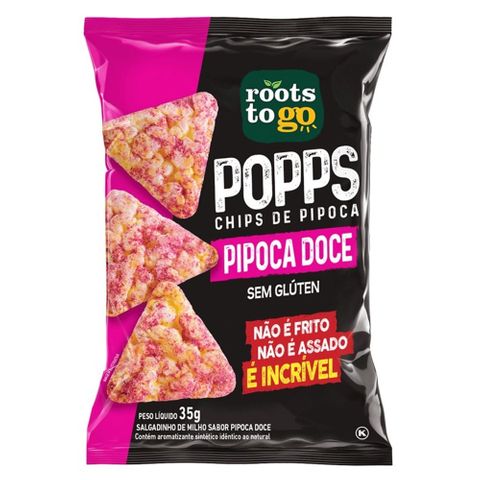 Popps Chips de Pipoca Sabor Pipoca Doce 35g - Roots To Go