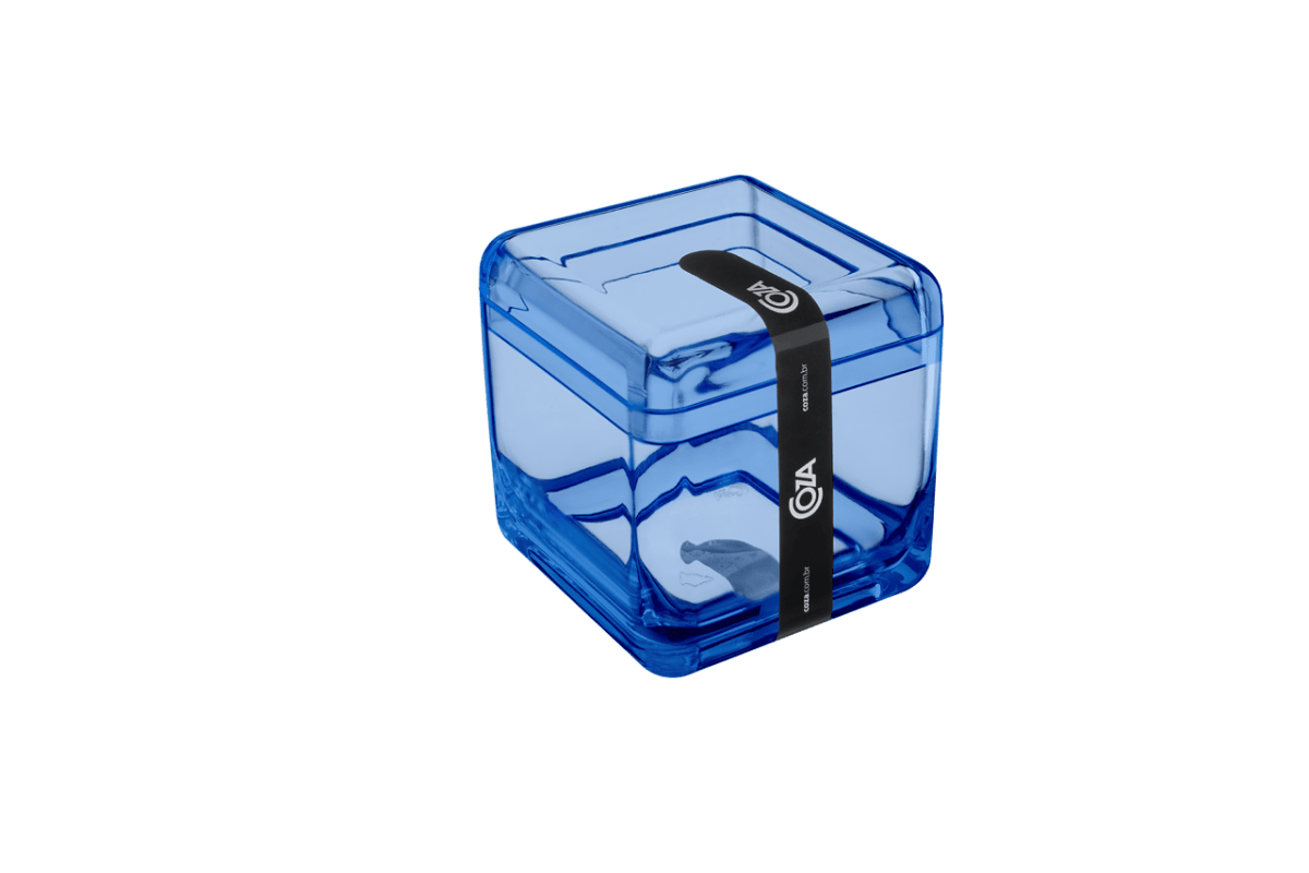 Porta Algodão/Cotonetes - Cube 8,5 X 8,5 X 8,5 Cm Azul Coza