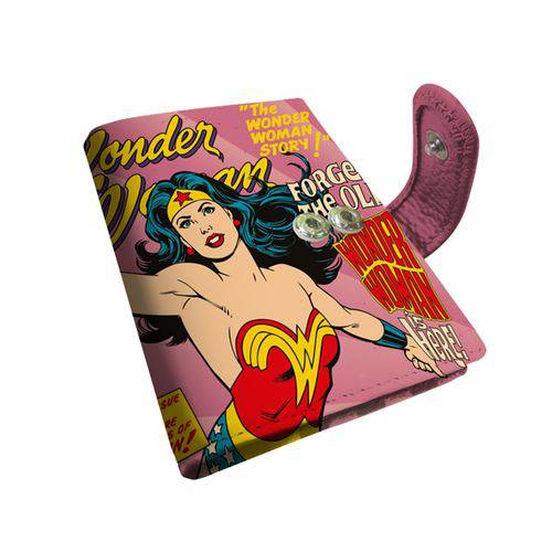 Porta Cartao Pu Dco Wonder Woman Rosa 8 X 10,5 X 1,5 Cm - Metropole