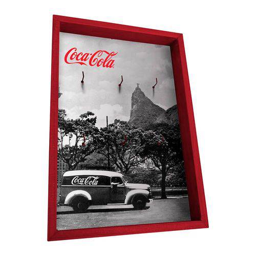 Porta-chaves 6 Ganchos Coca-cola Landscape Rio de Janeiro Preto e Branco em Madeira - Urban - 31x21
