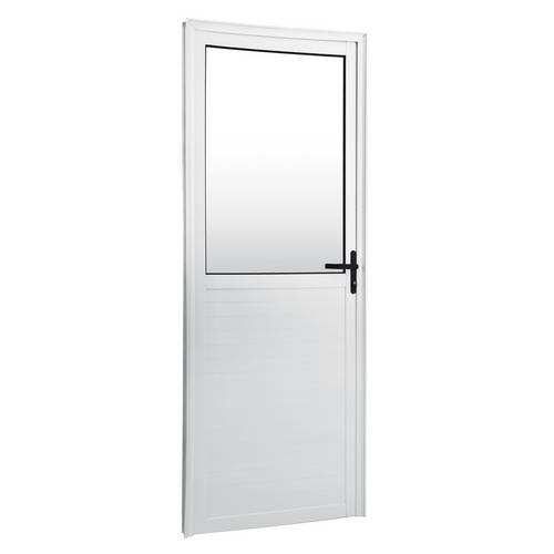Porta de Abrir com Vidro Lambri Mista Mgm 8cm X 90cm X 2,10m Esquerda Branco