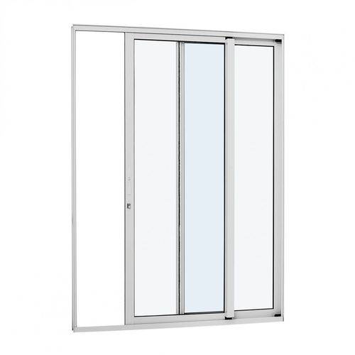 Porta de Correr Alumínio com Vidro 2 Folhas Alumifort Sasazaki 216,5cmx160,5cm Branco