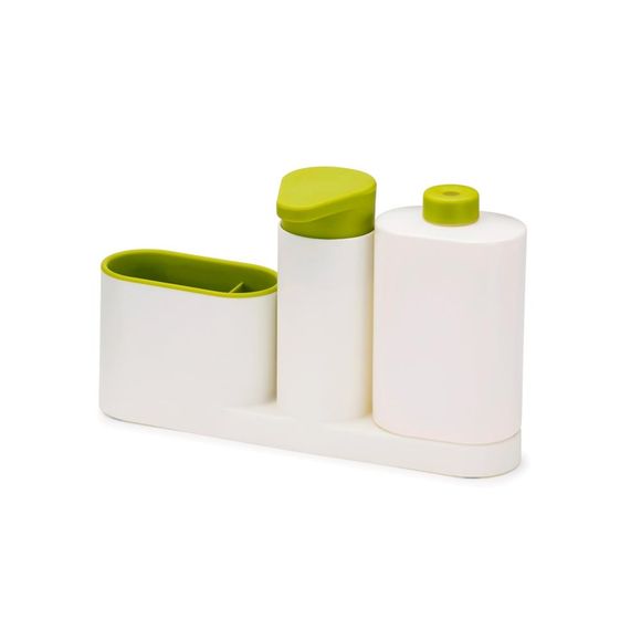 Porta Detergente e Esponja para Pia Branco / Verde Joseph Joseph