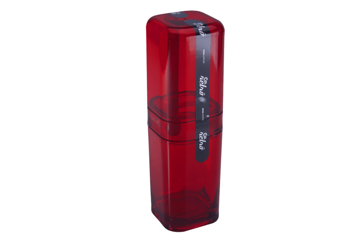 Porta-Escova com Tampa - Splash 6,5 X 6,5 X 22,5 Cm Vermelho Transparente Coza