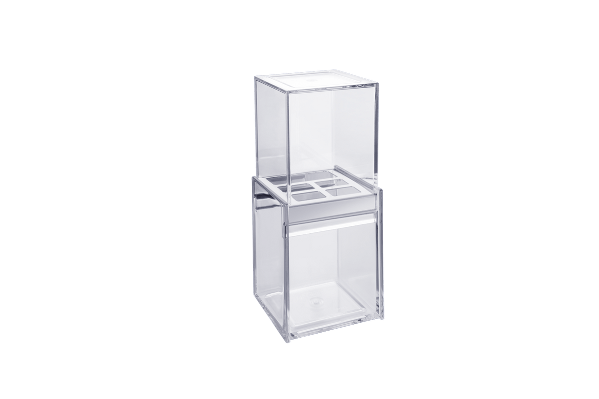 Porta Escova/Creme com Sobretampa - Quadrata 8 X 8 X 20,5 Cm Cristal Brinox