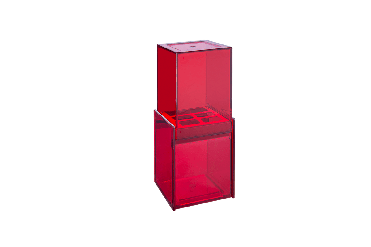 Porta Escova/Creme com Sobretampa - Quadrata 8 X 8 X 20,5 Cm Vermelho Brinox