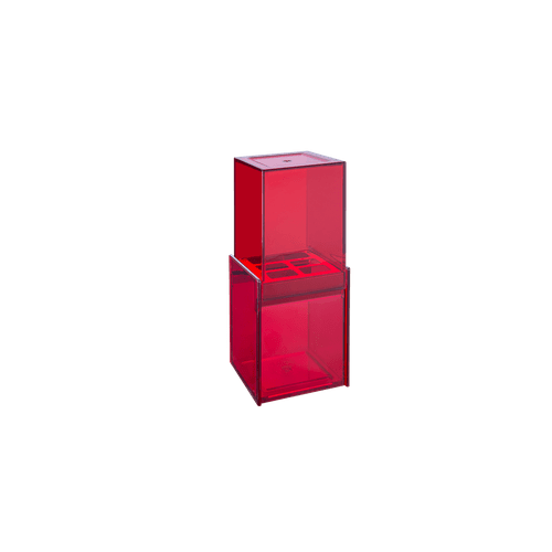 Porta Escova/Creme com Sobretampa - Quadrata 8 X 8 X 20,5 Cm Vermelho