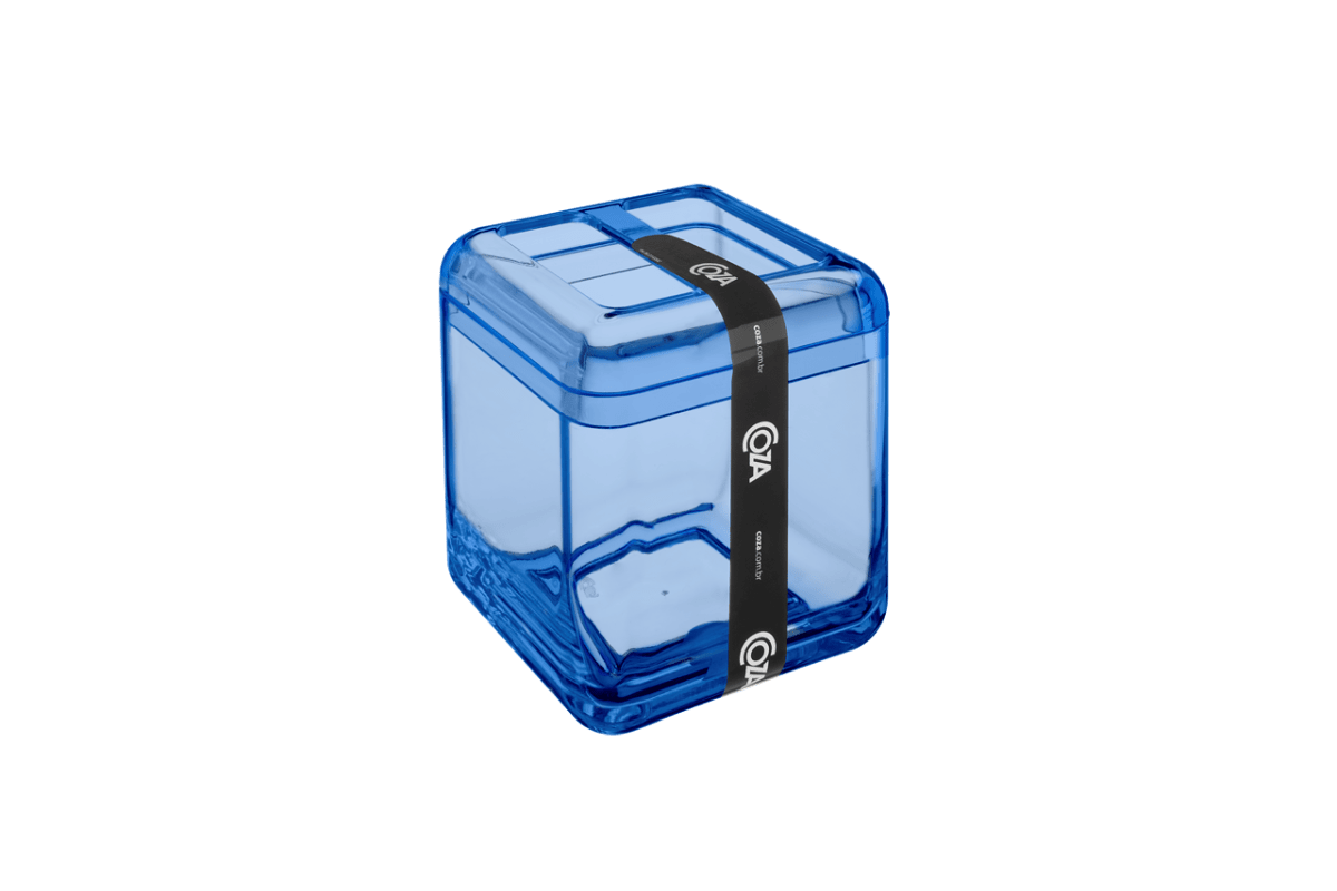 Porta Escova - Cube 8,5 X 8,5 X 10,5 Cm Azul Coza