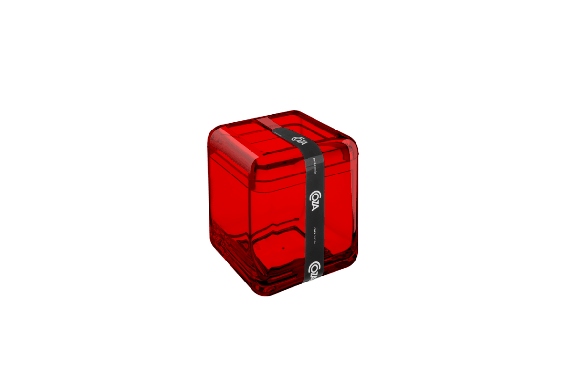 Porta Escova - Cube 8,5 X 8,5 X 10,5 Cm Vermelho Transparente Coza