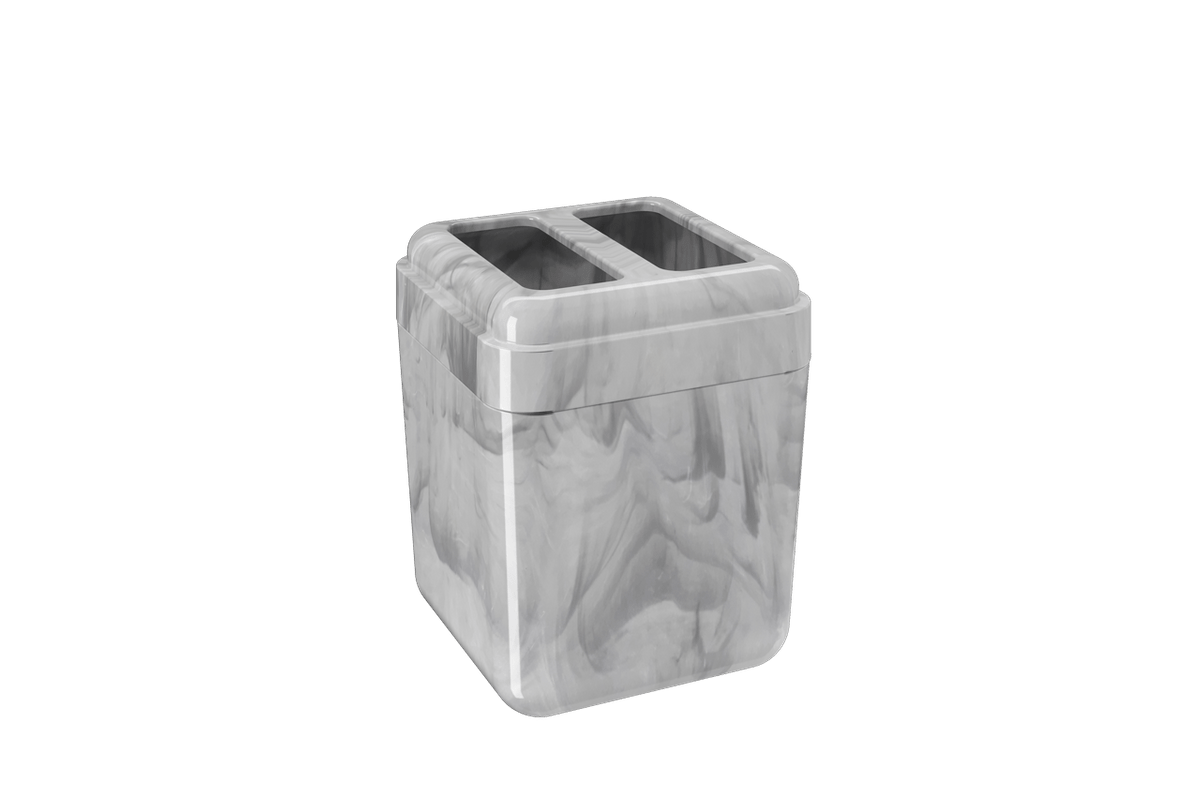 Porta-escova Cube - MBC 8,5 X 8,5 X 10,5 Cm Mármore Branco Coza