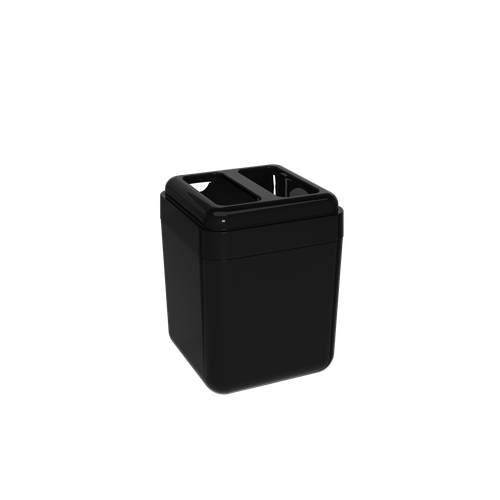 Porta-escova Cube - PT 8,5 X 8,5 X 10,5 Cm Preto Coza