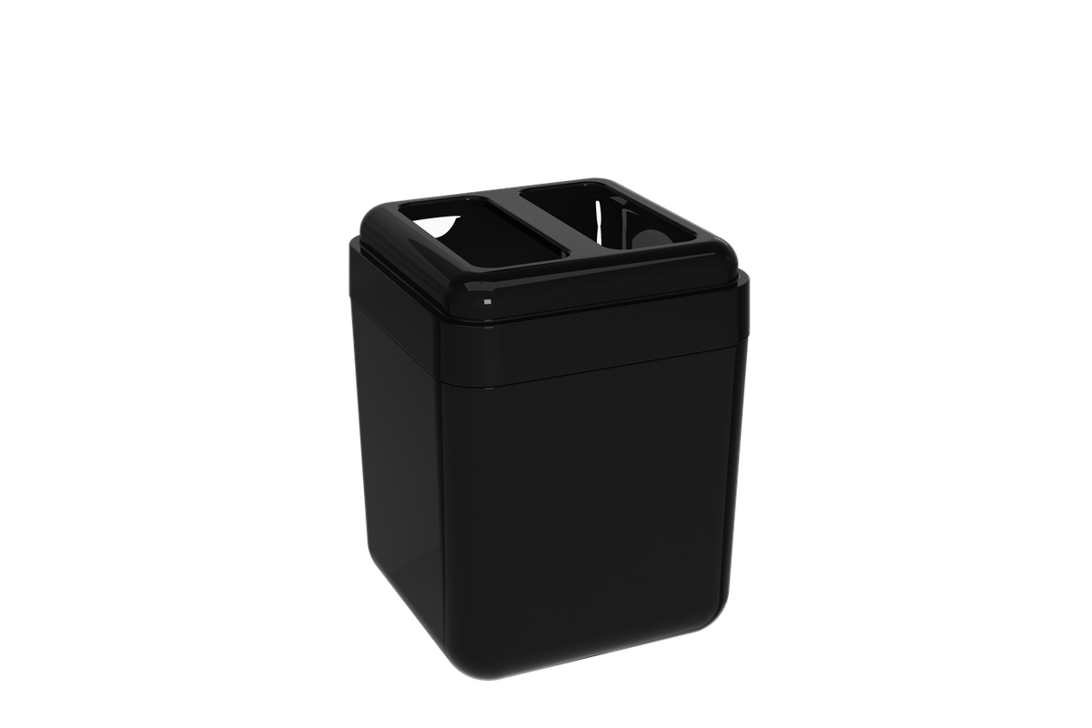 Porta-escova Cube - PT 8,5 X 8,5 X 10,5 Cm Preto Coza
