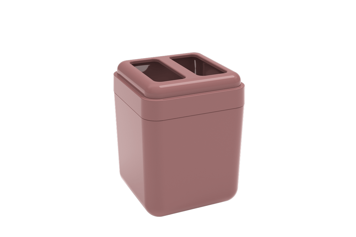 Porta-escova Cube - RSM 8,5 X 8,5 X 10,5 Cm Rosa Malva Coza