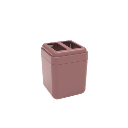 Porta-escova Cube - RSM 8,5 X 8,5 X 10,5 Cm Rosa Malva Coza