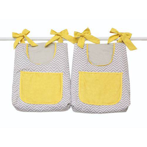 Porta Fraldas para Bebê 2 Peças Baby Chevron Cinza e Amarelo
