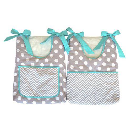 Porta Fraldas para Bebê 2 Peças Cinza e Azul Tiffany