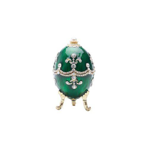 Porta Jóias 9cm de Zamac Ovo Fabergé Royal Verde Prestige - R25654
