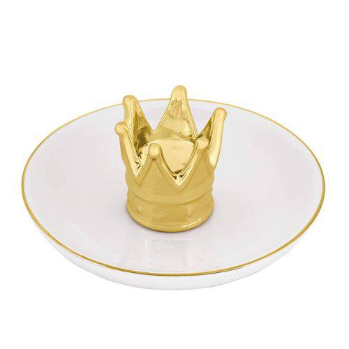 Porta Joias Bijoux Coroa em Cerâmica Mart Collection Dourado