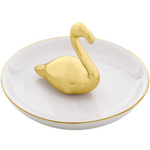 Porta Joias Bijoux Flamingo em Cerâmica Mart Collection Dourado