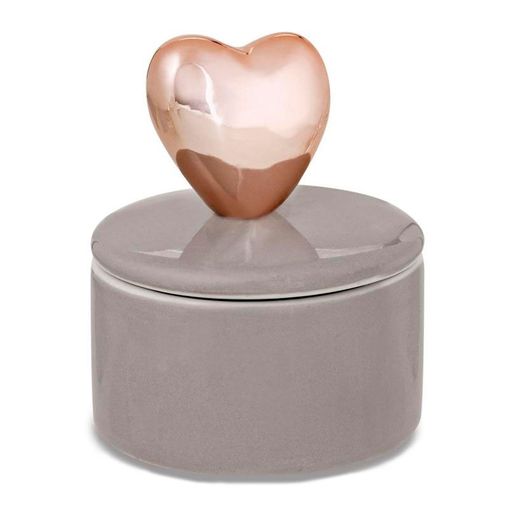 Porta Joias de Cerâmica Cinza-Cobre Heart 8938 Mart
