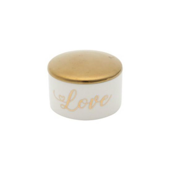 Porta Jóias Delicate Storage Shiny Love Branco e Dourado