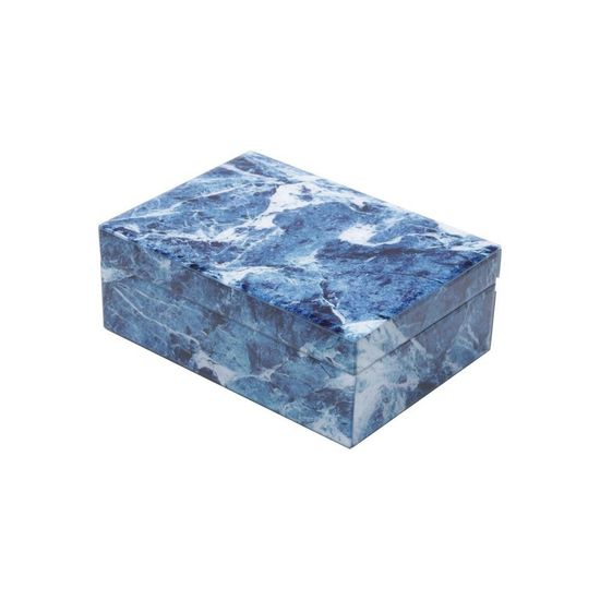 Porta Joias em Marmore 24 Cm Azul e Branco