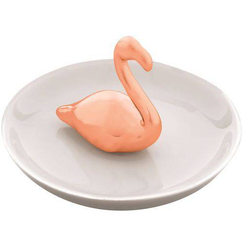 Porta Jóias Flamingo em Cerâmica Rose Gold - Mart