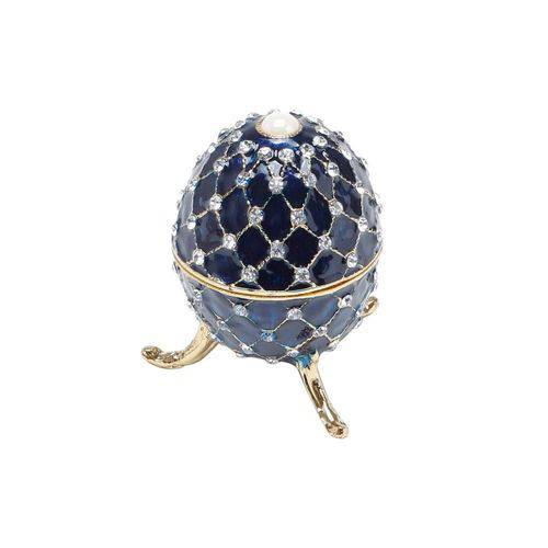 Porta Joias Oval de Zamac Fabergé 9,5cmx6cmx6cm Rojemac Azul